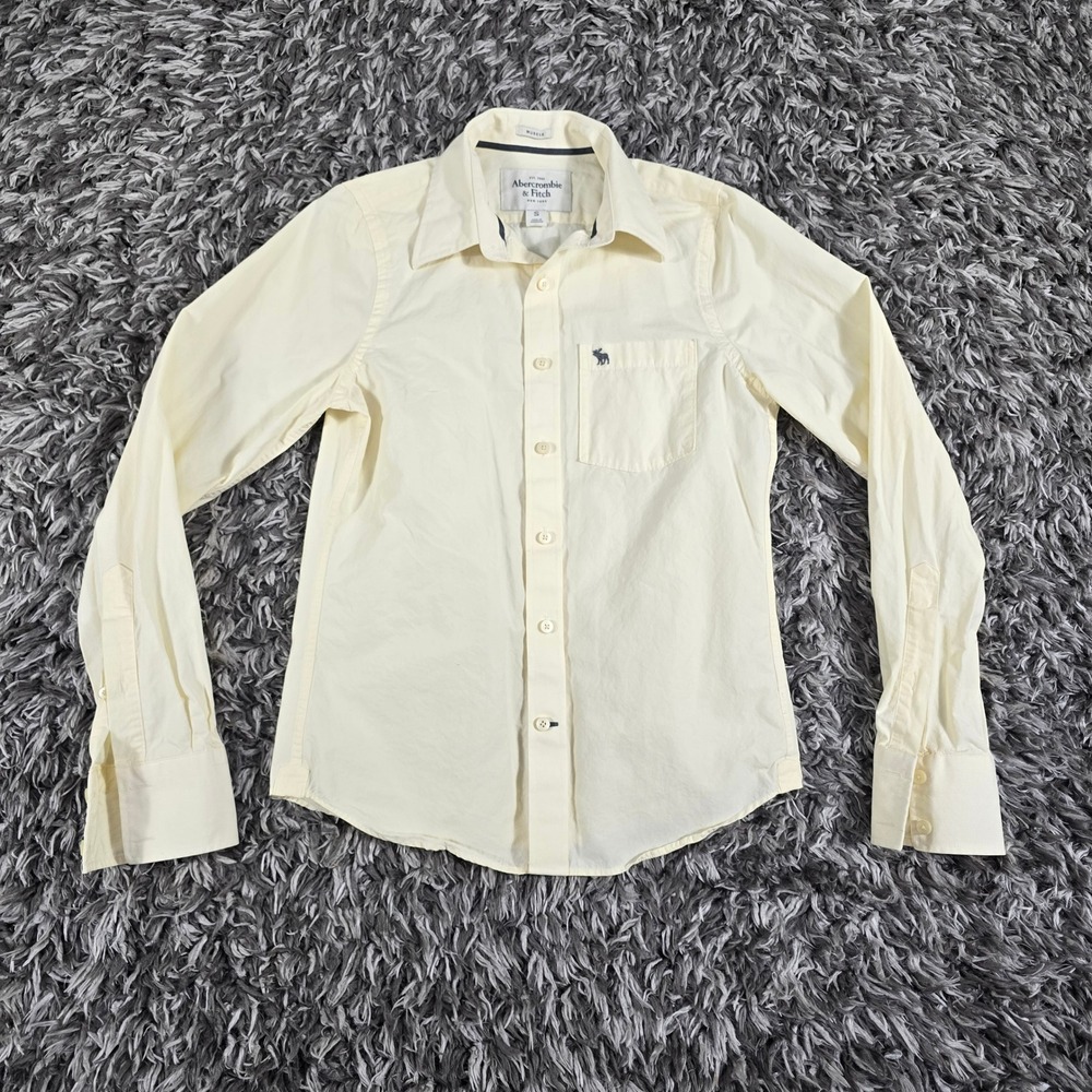 Abercrombie & Fitch Mens Small Muscle Fit Button Down Shirt Yellow Striped
